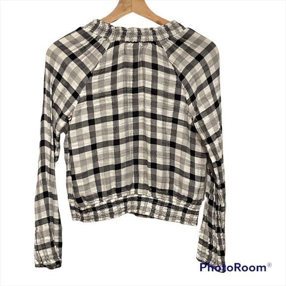 Cloth & Stone • Sara Plaid Blouse Checkered size XS casual brunch Preowned - Picture 3 of 9